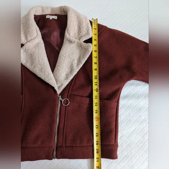 Moon River Maroon Dark Red Burgundy Wool Blend Moto Jacket, size S - Picture 9 of 9
